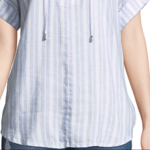 Like new Rails Jeri Linen Blend Blue & White Stripe Top - Picture 5 of 15